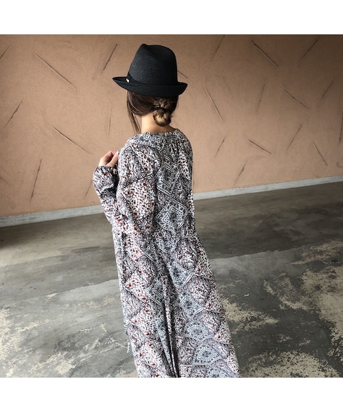 copine（コピン）の「【スペシャルプライス！定価3190円→1430円】大人気シリーズ！キーネックレトロ花柄ガウンワンピース(2color)【クリックポスト対象商品】（ワンピース・レディース・その他）」の11枚目の写真