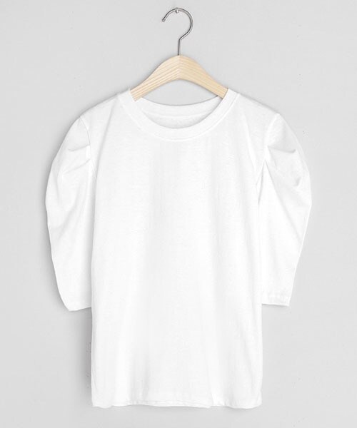 DHOLIC(ディーホリック)の「パワーショルダー半袖Tシャツ(Tシャツ/カットソー・レディース・ホワイト/ブラック/レッド・FREE)」の1枚目の写真