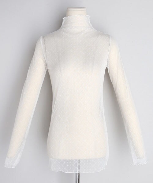 DHOLIC（ディーホリック）の「ハイネックシースルーレースブラウス（シャツ/ブラウス・レディース・ピンク/ホワイト/ブラック・FREE）」の2枚目の写真