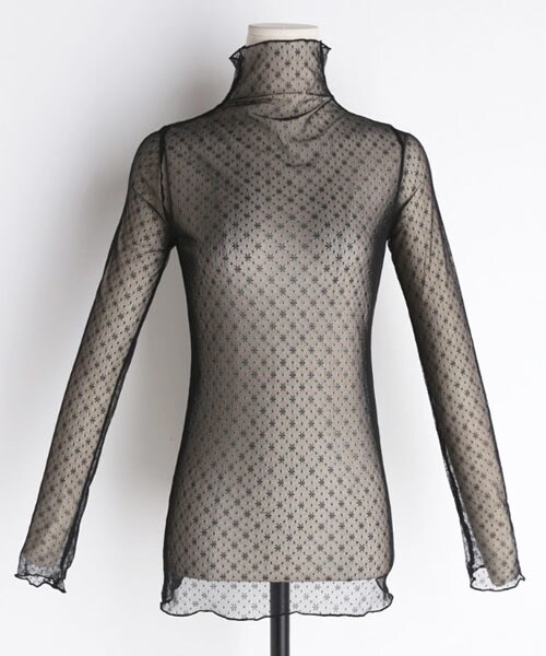 DHOLIC（ディーホリック）の「ハイネックシースルーレースブラウス（シャツ/ブラウス・レディース・ピンク/ホワイト/ブラック・FREE）」の3枚目の写真