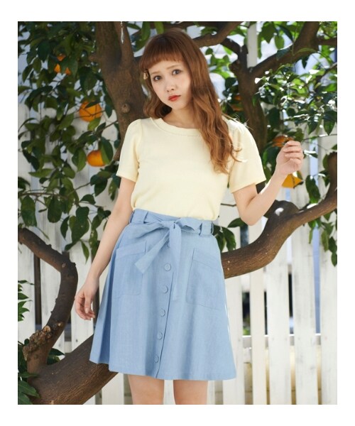 MAJESTIC LEGON（マジェスティックレゴン）の「☆膝丈前ボタンSK（パンツ・レディース・ネイビー/ラベンダー/オフ/ブルー・Free）」の18枚目の写真