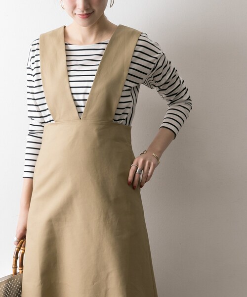 URBAN RESEARCH（アーバンリサーチ）の「コットン2重織2WAYジャンスカ（ワンピース/ドレス・レディース・BEIGE/NAVY・FREE）」の3枚目の写真