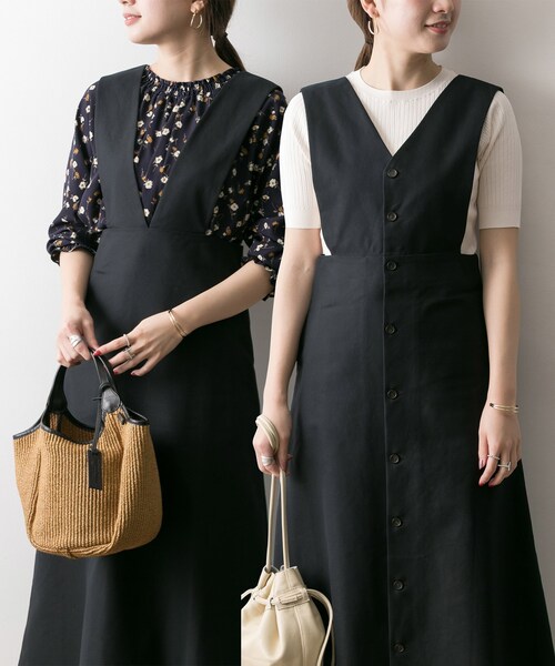 URBAN RESEARCH（アーバンリサーチ）の「コットン2重織2WAYジャンスカ（ワンピース/ドレス・レディース・BEIGE/NAVY・FREE）」の2枚目の写真