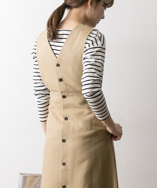 URBAN RESEARCH（アーバンリサーチ）の「コットン2重織2WAYジャンスカ（ワンピース/ドレス・レディース・BEIGE/NAVY・FREE）」の4枚目の写真