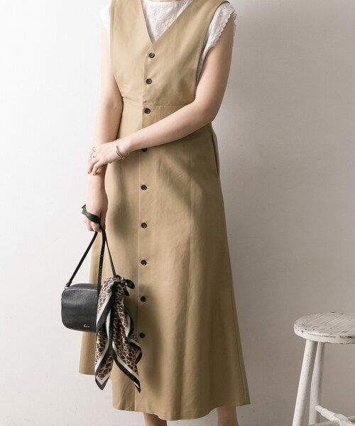 URBAN RESEARCH（アーバンリサーチ）の「コットン2重織2WAYジャンスカ（ワンピース/ドレス・レディース・BEIGE/NAVY・FREE）」の8枚目の写真