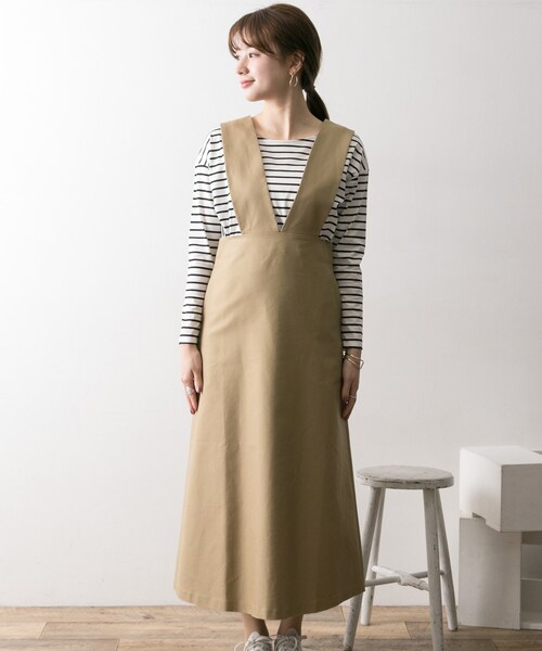 URBAN RESEARCH（アーバンリサーチ）の「コットン2重織2WAYジャンスカ（ワンピース/ドレス・レディース・BEIGE/NAVY・FREE）」の14枚目の写真