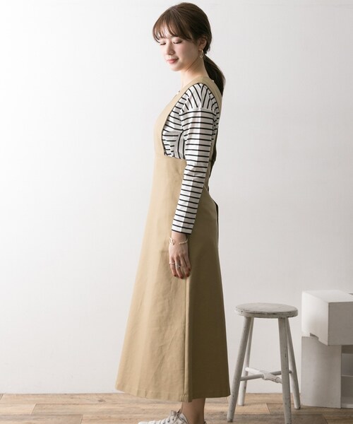 URBAN RESEARCH（アーバンリサーチ）の「コットン2重織2WAYジャンスカ（ワンピース/ドレス・レディース・BEIGE/NAVY・FREE）」の15枚目の写真
