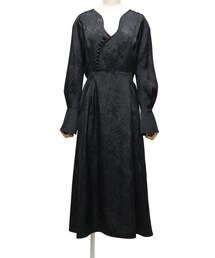 mame | Mame Kurogouchi（マメ クロゴウチ）  ワイルドフラワージャガードドレス（ブラック/サイズ2）(ワンピース)