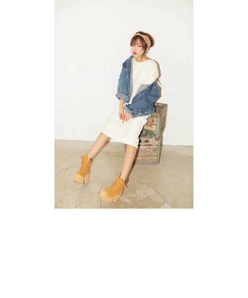 STYLENANDA（スタイルナンダ）の「ラウンドネック8分袖ルーズワンピース（その他・レディース・アイボリー・FREE）」の3枚目の写真