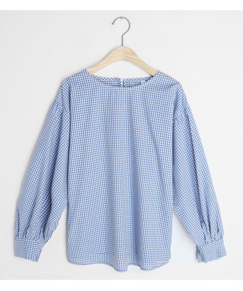 DHOLIC(ディーホリック)の「タックスリーブチェックブラウス(シャツ/ブラウス・レディース・ピンク/ブルー/グリーン・FREE)」の3枚目の写真