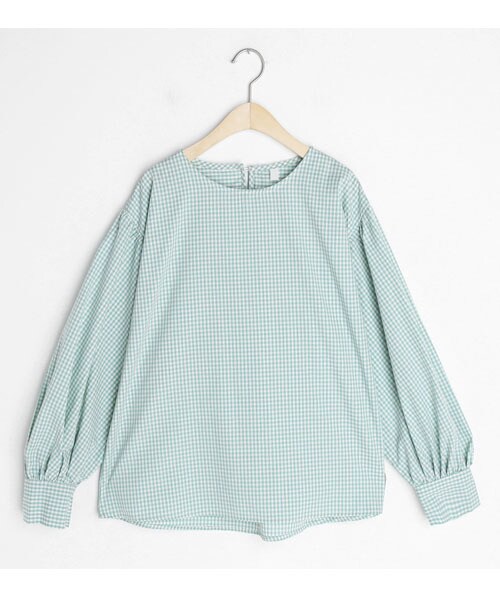 DHOLIC(ディーホリック)の「タックスリーブチェックブラウス(シャツ/ブラウス・レディース・ピンク/ブルー/グリーン・FREE)」の2枚目の写真