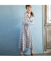 ADIRA | check shirt long OP(シャツワンピース)