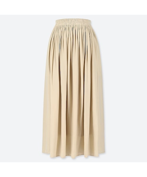 UNIQLO（ユニクロ）の「ギャザーロングスカート（スカート・レディース・BLACK 09/LIGHT GRAY 02/BROWN 35/NATURAL 30・L/M/XXL/XL/S/XS）」の4枚目の写真