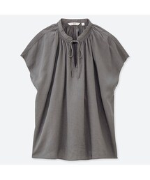UNIQLO | リネンブレンドギャザーブラウス（半袖）(シャツ/ブラウス)