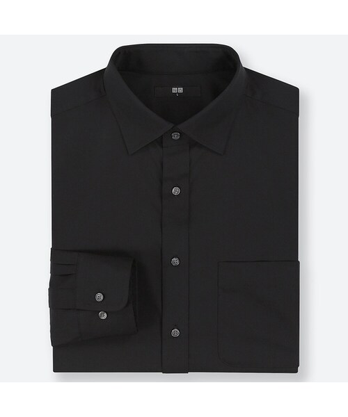 UNIQLO（ユニクロ）の「ファインクロスブロードシャツ（セミワイドカラー・長袖）（シャツ/ブラウス・メンズ・WHITE 00/BLUE 63/BLACK 09・S/M/XL/3XL/4XL/XS/XXL/L）」の2枚目の写真