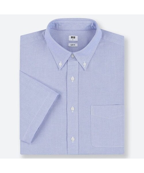 UNIQLO（ユニクロ）の「オックスフォードスリムフィットシャツ（ボタンダウン・半袖）（シャツ/ブラウス・メンズ・OFF WHITE 01/BLUE 64/BLUE 68/GRAY 06/YELLOW 41/RED 13・M/XS/L/XL/XXL/4XL/S/3XL）」の3枚目の写真