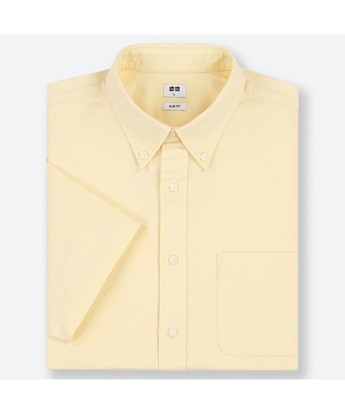 UNIQLO（ユニクロ）の「オックスフォードスリムフィットシャツ（ボタンダウン・半袖）（シャツ/ブラウス・メンズ・OFF WHITE 01/BLUE 64/BLUE 68/GRAY 06/YELLOW 41/RED 13・M/XS/L/XL/XXL/4XL/S/3XL）」の5枚目の写真