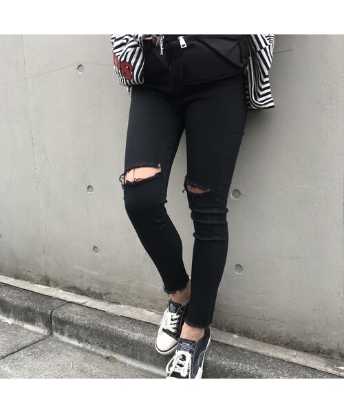 no brand（ノーブランド）の「膝上パカstretchデニムパンツ（デニムパンツ・レディース・その他）」の4枚目の写真