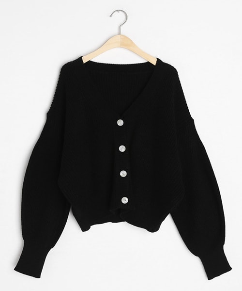 DHOLIC（ディーホリック）の「パフスリーブニットカーディガン（カーディガン/ボレロ・レディース・パープル/ホワイト/ブラック・FREE）」の3枚目の写真