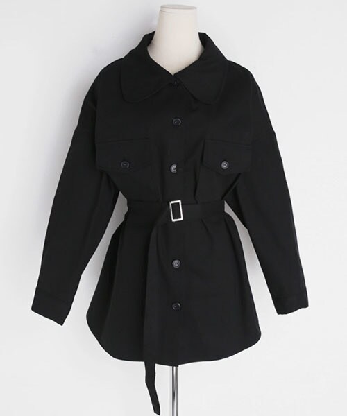 DHOLIC（ディーホリック）の「ベルトSETポケットボタンジャケット（ミリタリージャケット・レディース・ベージュ/ホワイト/ブラック・FREE）」の3枚目の写真