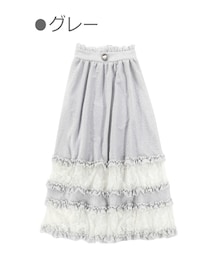 Bobon21 | ラメ入りフリルレースロングスカート-全２色-(スカート)
