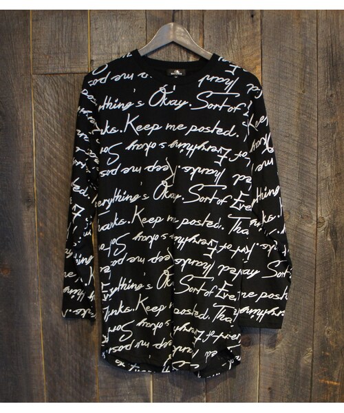 No Brand ノーブランド の 英字総柄ロングtシャツ ブルゾン Wear