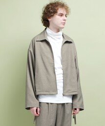 EMMA CLOTHES | ビッグシルエットガンクラブチェック変形ドリズラージャケット(ブルゾン)