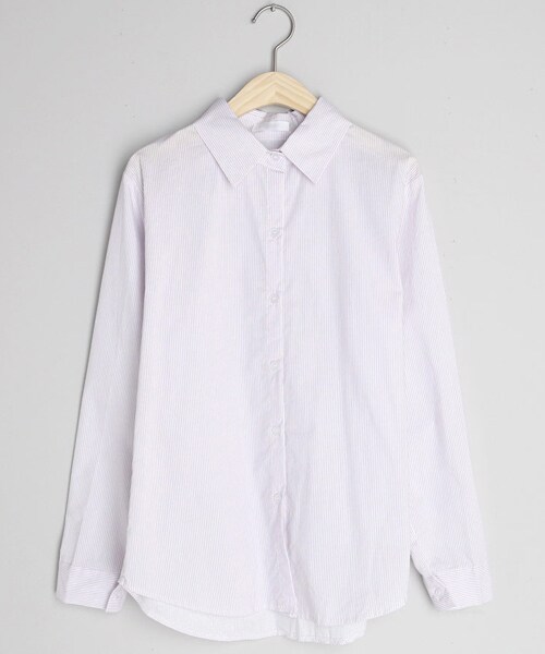 DHOLIC（ディーホリック）の「コットンストライプシャツ（シャツ/ブラウス・レディース・イエロー/ブルー/パープル/グリーン・FREE）」の4枚目の写真