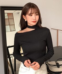 DHOLIC | ネックカットアウトTシャツ(Tシャツ/カットソー)