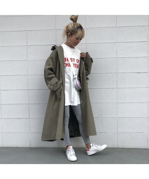 no brand(ノーブランド)の「フード付きバイカラートレンチ #1901(トレンチコート・レディース・その他)」の5枚目の写真