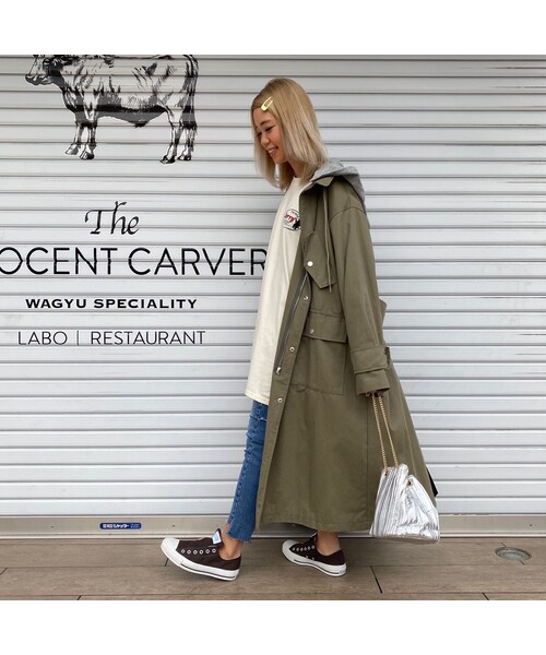 no brand(ノーブランド)の「フード付きバイカラートレンチ #1901(トレンチコート・レディース・その他)」の6枚目の写真