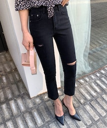 DHOLIC | ブラックスリットスリムパンツ(その他パンツ)