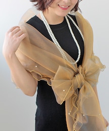 LALA | パールを散りばめたオーガンジーストール(マフラー)