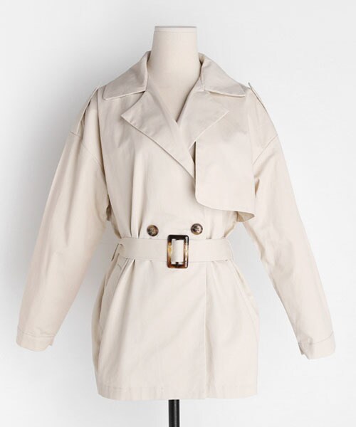DHOLIC（ディーホリック）の「ベルトSETミドルトレンチジャケット（トレンチコート・レディース・ベージュ/その他・FREE）」の2枚目の写真