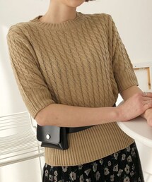 DHOLIC | リブヘムツイスト半袖ニット(ニット/セーター)