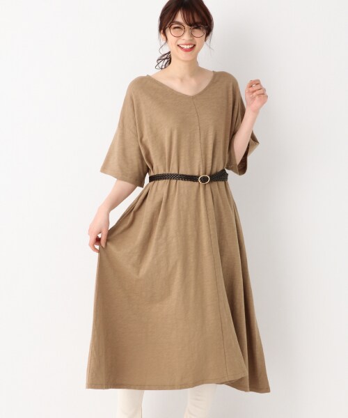 GLOBAL WORK（グローバルワーク）の「Aラインロングワンピース【UVケア】（ワンピース/ドレス・ブラック/ベージュ/オリーブ）」の2枚目の写真