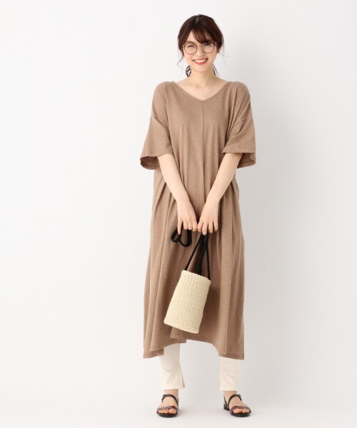 GLOBAL WORK（グローバルワーク）の「Aラインロングワンピース【UVケア】（ワンピース/ドレス・ブラック/ベージュ/オリーブ）」の6枚目の写真