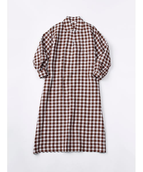 超美品/訳アリ★45R クシュクシュギンガムドレス　ワンピース　FREE 超美品/訳アリ☆45R クシュクシュギンガムドレス ワンピース