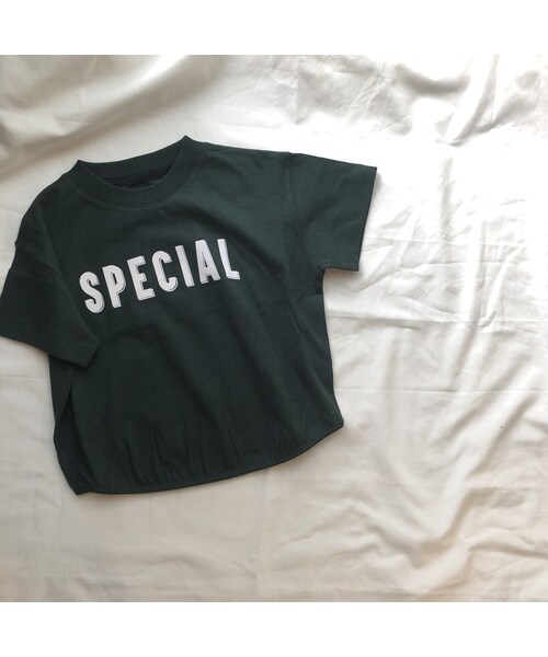 cache cache(カシュ カシュ)の「ARCH&LINE SLUB COLLEGE TEE(GREEN)kids(Tシャツ/カットソー・キッズ・その他)」の1枚目の写真