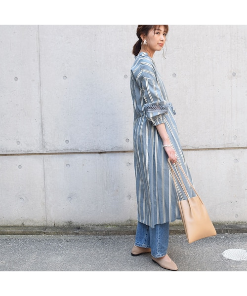 no brand（ノーブランド）の「[ NEW ]カラーストライプシャツOP（ワンピース・レディース・その他）」の2枚目の写真