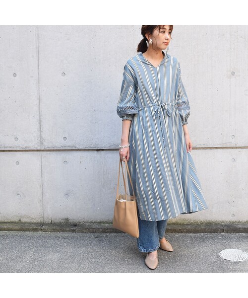 no brand（ノーブランド）の「[ NEW ]カラーストライプシャツOP（ワンピース・レディース・その他）」の9枚目の写真