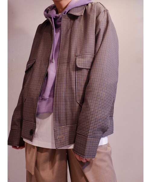 LIRIC(リリック)の「【UNISEX】Check zip blouson(ブルゾン・レディース・ブラウン・FREE)」の1枚目の写真