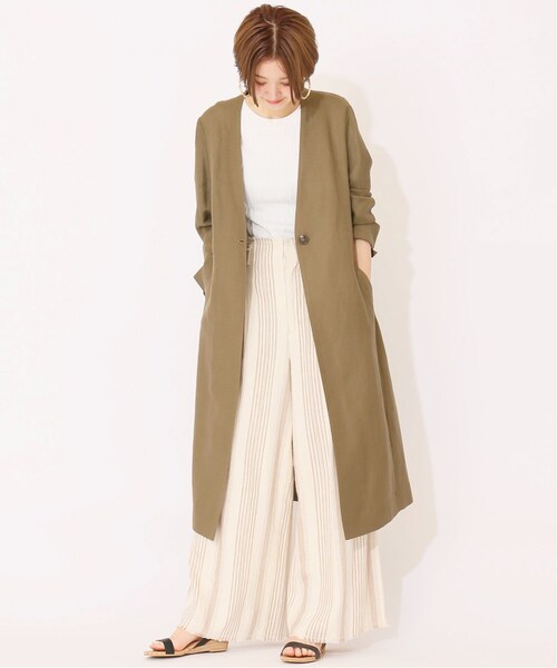 B.C STOCK（ベーセーストック）の「リネンレーヨンVネックコート 