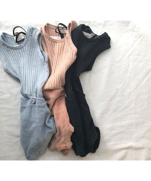 cache cache（カシュ カシュ）の「1+in the family AYALA　two pieces romper(light  blue)（ロンパース・レディース・その他）」の2枚目の写真