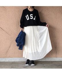 copine | 大人気シリーズ！シフォンプリーツロングスカート (3color)【クリックポスト対象商品】(スカート)