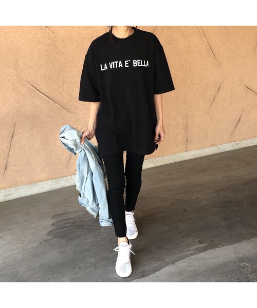 copine（コピン）の「再入荷！ビッグシルエット！ロゴロングtシャツ 【クリックポスト対象商品】（Tシャツ/カットソー・レディース・その他）」の3枚目の写真