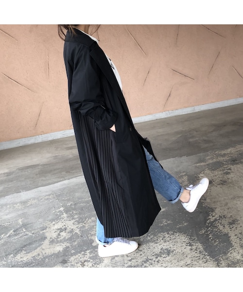 copine（コピン）の「再入荷！サイドプリーツゆったりロングトレンチコート(2color)【クリックポスト対象商品】（トレンチコート・レディース・その他）」の4枚目の写真