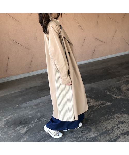 copine（コピン）の「再入荷！サイドプリーツゆったりロングトレンチコート(2color)【クリックポスト対象商品】（トレンチコート・レディース・その他）」の12枚目の写真