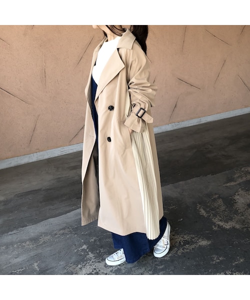 copine（コピン）の「再入荷！サイドプリーツゆったりロングトレンチコート(2color)【クリックポスト対象商品】（トレンチコート・レディース・その他）」の11枚目の写真