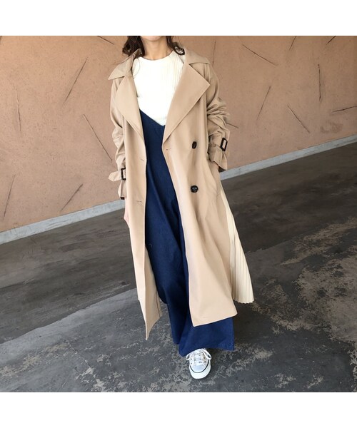 copine（コピン）の「再入荷！サイドプリーツゆったりロングトレンチコート(2color)【クリックポスト対象商品】（トレンチコート・レディース・その他）」の10枚目の写真